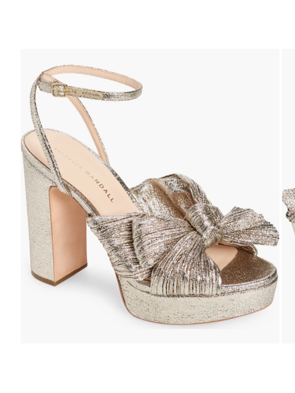 Loeffler Randall Metallic Gold Bow Platform Sandal